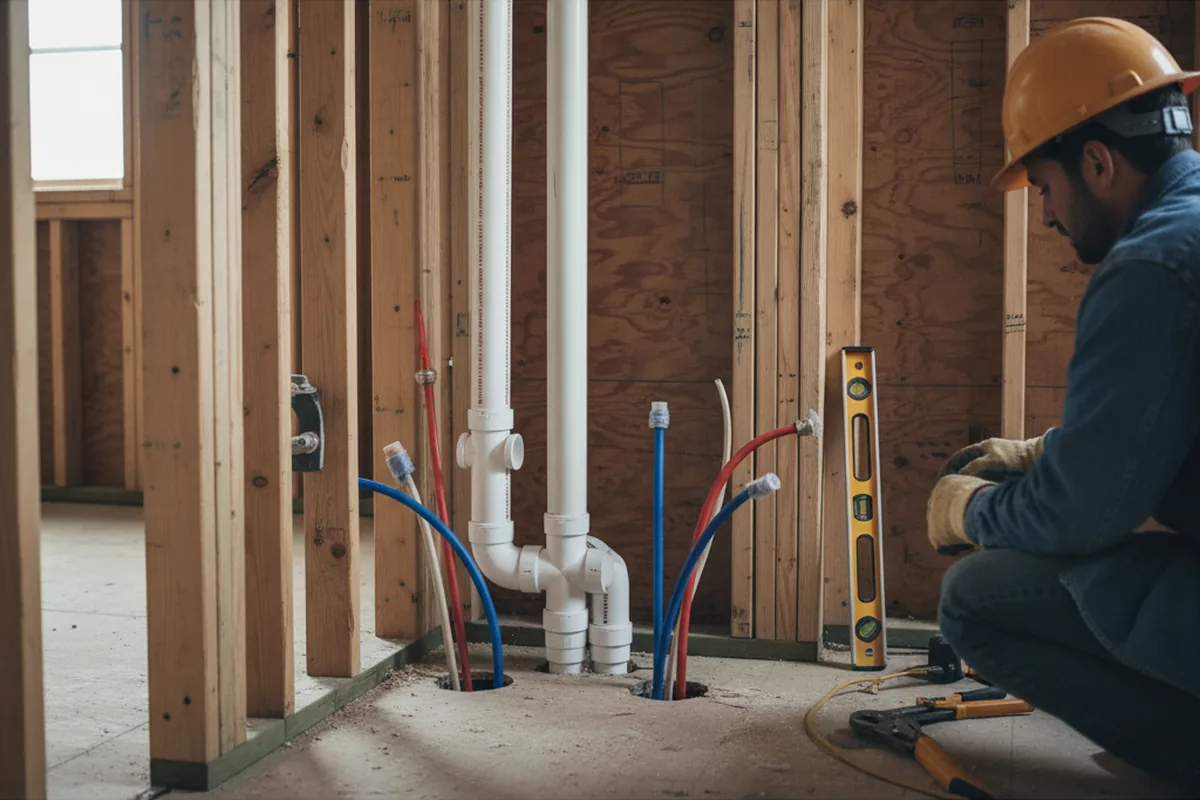Drain and supply rough-in during Leak Detection in Tutor Key
