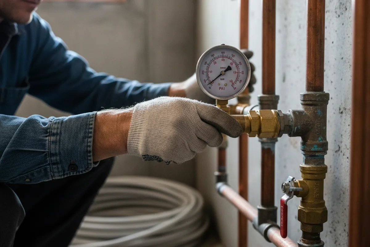 Pressure testing a repaired line during Water Line Repair in Tutor Key