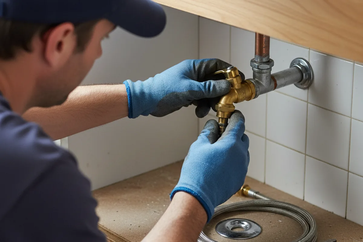 Shutoff valve and fitting work during Burst Pipe Repair in Tutor Key